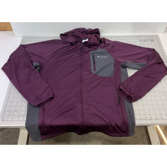 Columbia Other - Columbia Men’s Large Canyon Hooded Fleece Jacket Omni-Wick Purple & Gray